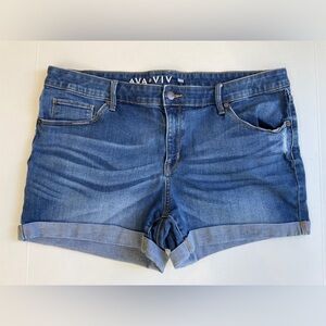 Ava and Viv Womens Midi Distresses Denim Jean Shorts Size (18W) 4" Stretch